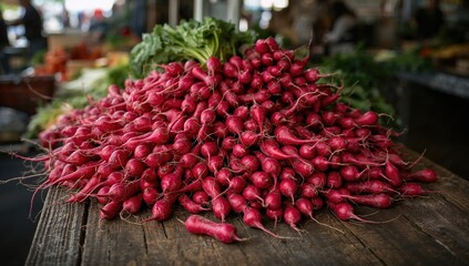 Fototapeta premium Large heap of crimson radish roots