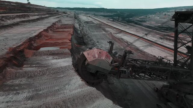 4K Drone Flight over Excavator 293 in Hambach Mine Germany 2