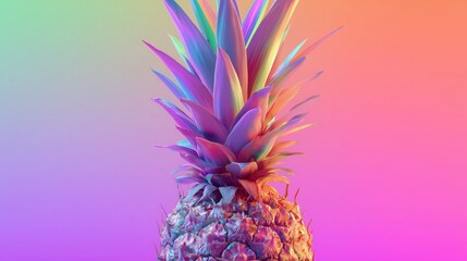 A Bright and Vibrant Pineapple Sitting on a Colorful and Artistic Gradient Background