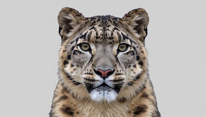 Fototapeta premium Close-up of a majestic snow leopard surrounded by lush greenery in its natural habitat. Detailed wildlife image of the big cat Panthera uncia in the wild.