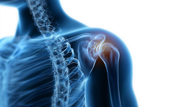 3d rendered illustration of a painful shoulder