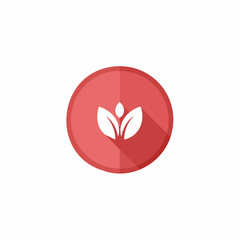 Spa Lotus Logo Button Concept with Leaves and Red Circle, Icon design
