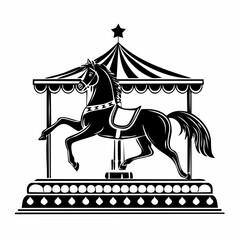 Vintage carousel horse silhouette vector illustration classic amusement ride equestrian symbol vector © kalogr