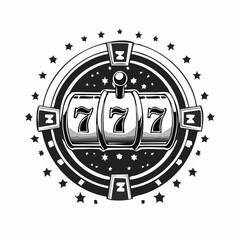 Fototapeta premium Glowing neon slot machine, casino jackpot win, online gambling entertainment concept