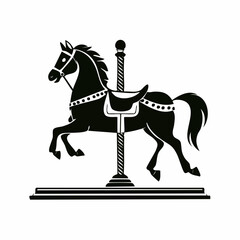 Green carousel horse silhouette simple graphic icon design element for amusement and playful concepts vector © kalogr