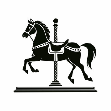 Green carousel horse silhouette simple graphic icon design element for amusement and playful concepts vector