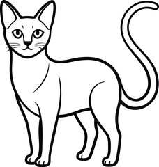 russian blue cat line art illustration clean black transparent background.