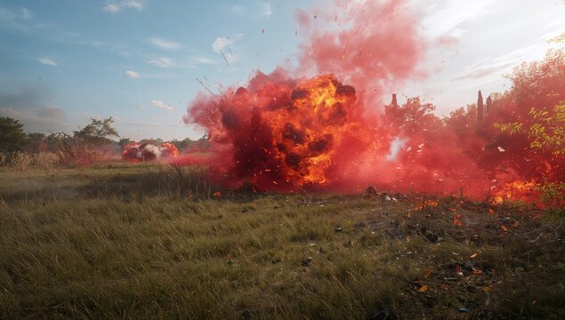 Blast of a grenade during combat