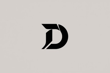 A stylized black letter "D" on a plain white background, featuring a sleek, modern design with a subtle geometric cutout on the left side.