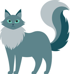 turkish angora cat colorful art icon on transparent backgrond.