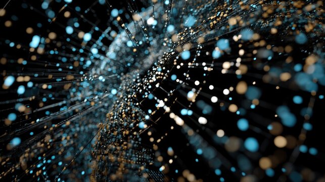 Abstract digital background depicting vibrant light particles in motion, creating a dynamic and energetic visual of space and technology themes