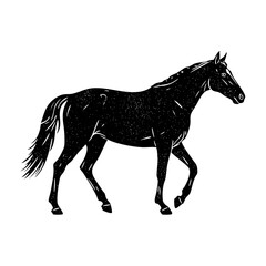 Vector illustration of a horse with a woodblock print/seal stamp aesthetic