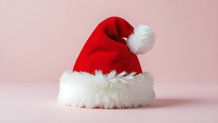 Santa Claus red hat isolated on pink background,santa claus red hat on Pink background, merry Christmas