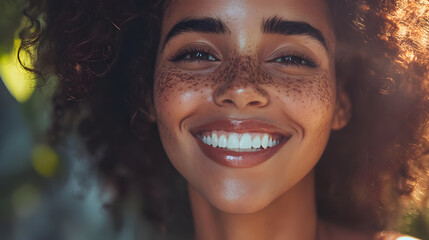 A smiling woman posing for a portrait.