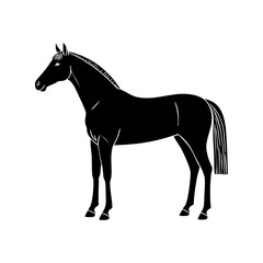 Obraz premium Vector illustration of a horse with a woodblock print/seal stamp aesthetic