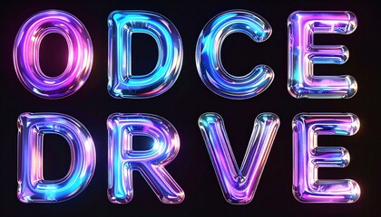 3D Chrome Letters O, D, C, E, D, R, V, E on Black Background