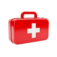 Obraz premium Red first aid kit with white cross isolated on transparent background