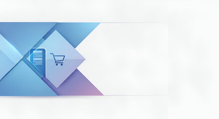Modern blue and purple gradient abstract shopping cart and list design offers a clean space for your brand message or advertisement for online sales