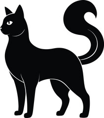 turkish angora cat silhoutte art icon on transparent backgrond.