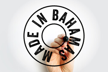 Made in Bahamas text emblem stamp, concept background