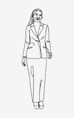 Woman fashion style line art hand drawing illustration
