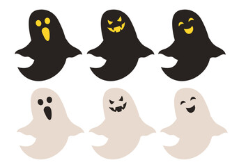 Ghost icon set. Vector clipart isolated on white background.