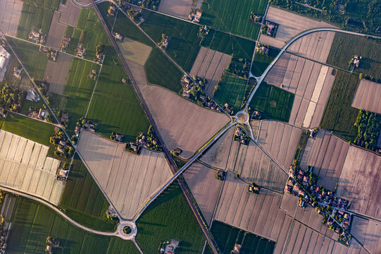 Aerial view of countryside landscape with houses