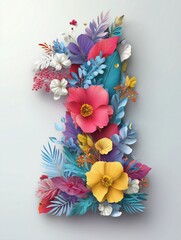 A Vibrant and Colorful Floral Number One Design Perfect for All Types of Celebrations and Events