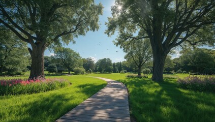 Fototapeta premium Gorgeous sunny day in a vibrant summer garden