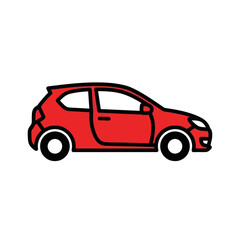 Red Hatchback Car Illustration - Simple and Modern Design.