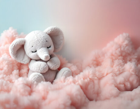 Sleepy Baby Elephant Stuff Toy Digital Background