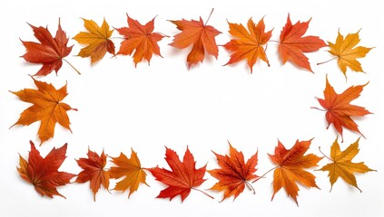 Fototapeta premium Fall Foliage Set Against a Plain White Backdrop
