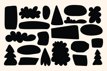 Hand drawn modern black abstract elements for poster backgrounds and minimalist branding