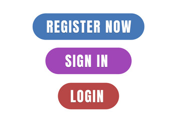 Register now, sign in, login button isolated on transparent background for website