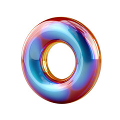 Mesmerizing abstract 3d torus with colorful holographic glass. futuristic fluid ring glowing with vibrant light