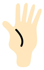 Hand, palm, fingers, spread and open. Arm and wrist, gesture, illustration