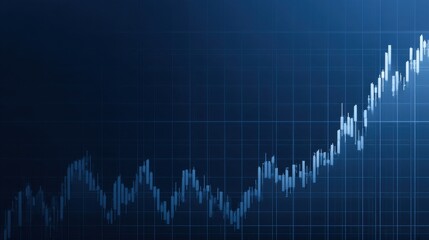 Abstract financial graph showing upward trend with blue background and grid lines, representing growth, investment, and market analysis in data visualization