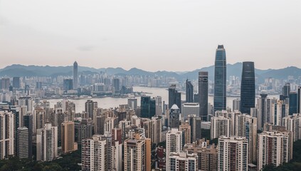 Naklejka premium Facade of tall skyscrapers in urban center with abstract architectural design