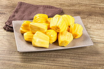 Raw ripe yellow jackfruit segment