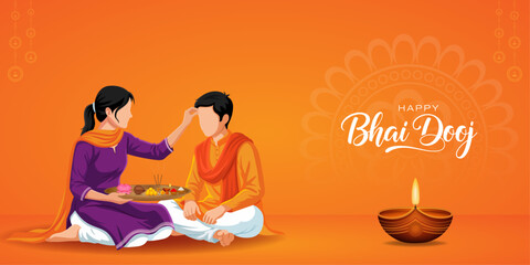 Bhai Dooj. sibling ritual scene. Bhai Dooj Banner