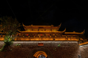 Night view of ancient Chinese city streets
