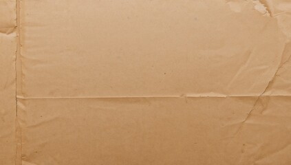 Fototapeta premium Wrinkled and creased brown corrugated cardboard surface texture.