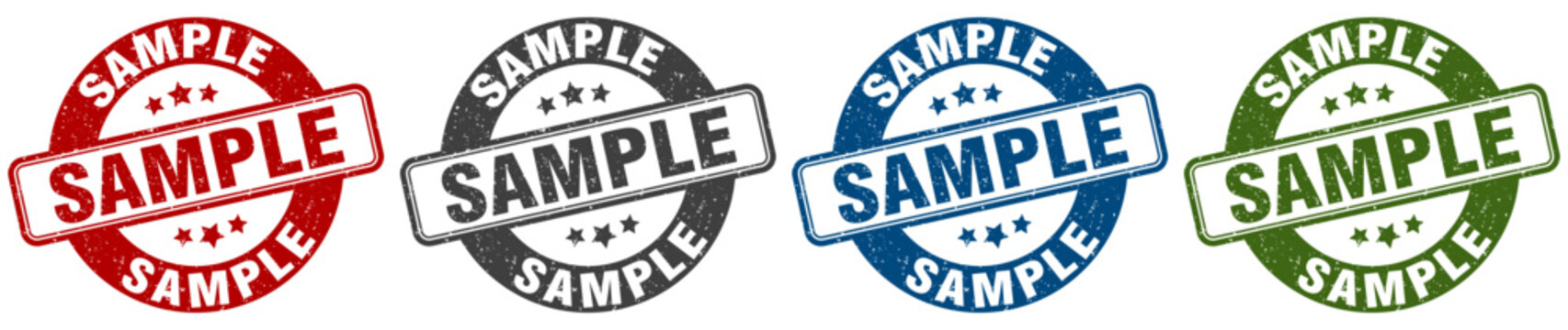 sample stamp. sample round stamp set isolated on white background