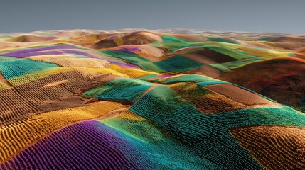 Abstract multicolor aerial patchwork — green, yellow & magenta for presentation backgrounds, posters and wallpapers