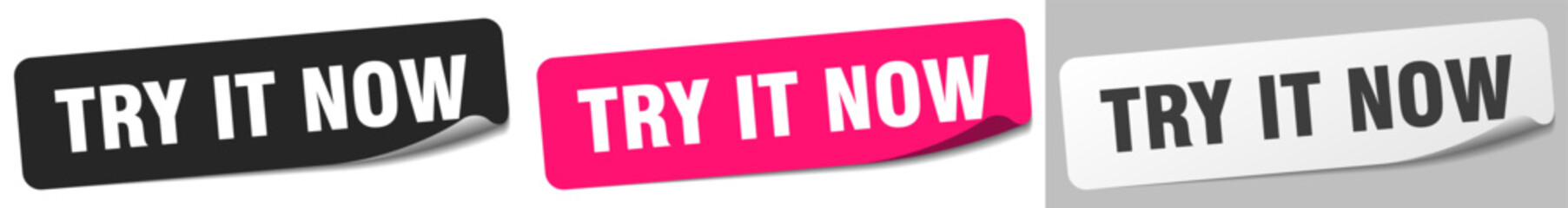 try it now sticker. try it now sticker set on white background
