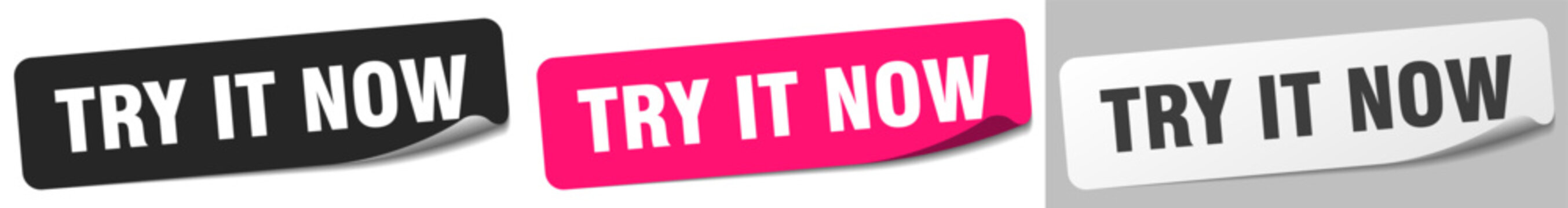 try it now sticker. try it now sticker set on white background
