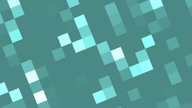 Dynamic Aqua Pixel Cascade: Abstract Motion Graphics with Soft Teal Palette