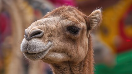 Fototapeta premium Close-up of a Camel at a Desert Festival