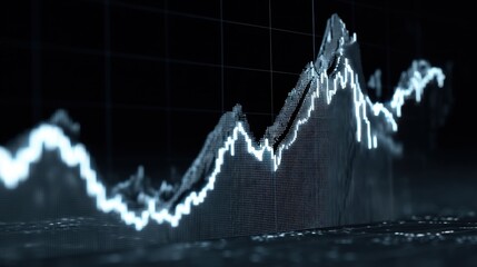 Rising Financial Graph Illustrating Market Trends and Data Analysis in Modern Technology Environment with Dark Background and Bright Lines
