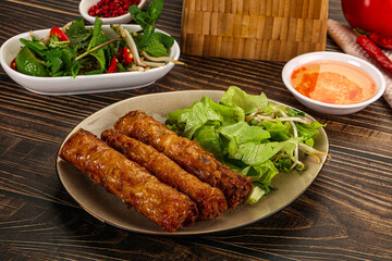 Fried Vietnamese spring roll with special sauce